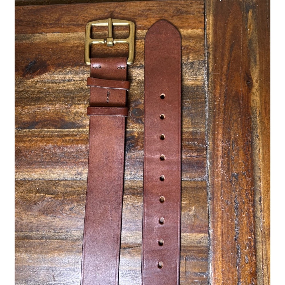 J Crew Genuine Italian Leather Belt Brass Buckle Made in USA Womens L‎ - Picture 10 of 12